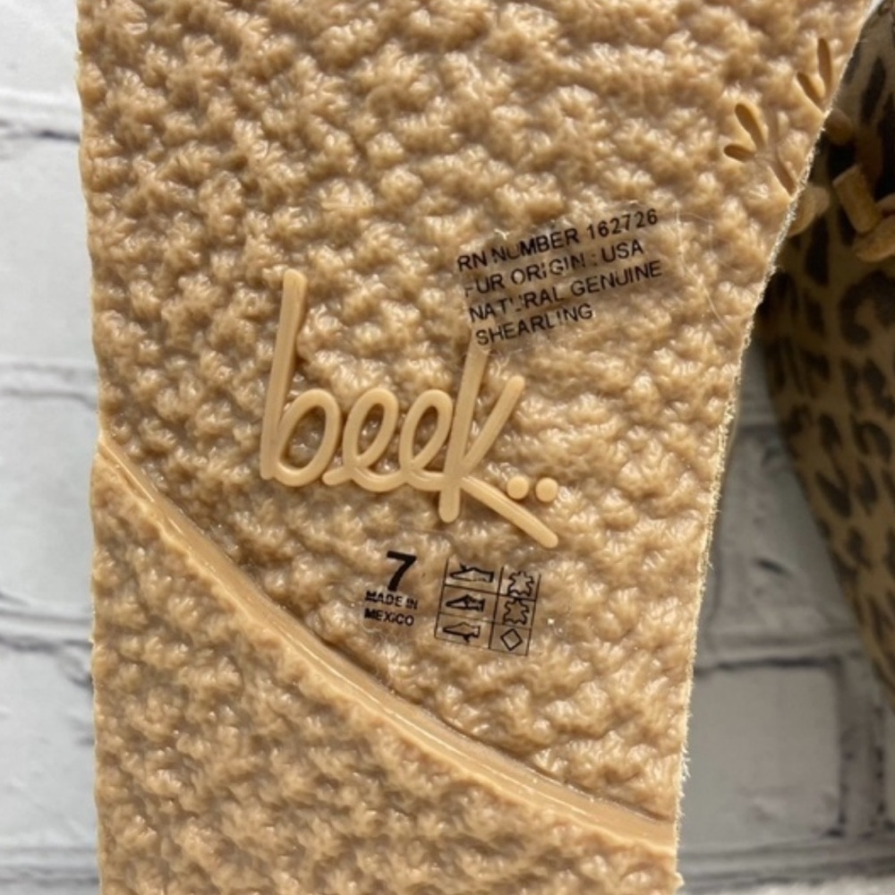 New Beek Penguin Genuine Shearling Lined Leopard Chukka Booties Size 7 - Picture 7 of 8